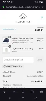 Anniversary13 coupon verification screenshot