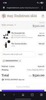 May Lindstrom Skin coupon verification screenshot