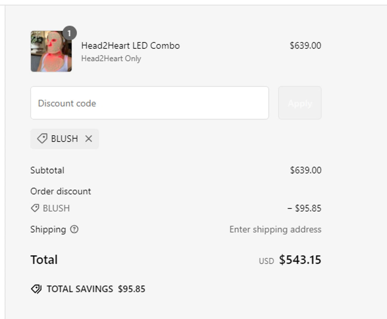 Maysama discount code screenshot showing code BLUSH applied at Maysama checkout page. Uploaded by SimplyCodes community member Toundjiale on Feb 2, 2025
