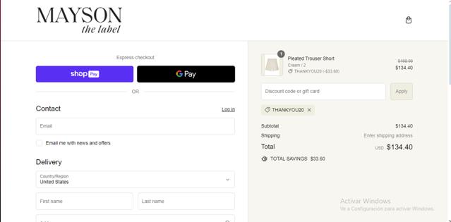 MAYSON the label checkout page showing MAYSON the label promo code box | Screenshot taken by SimplyCodes community member on Jun 21, 2024