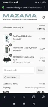 Mazama Designs coupon verification screenshot