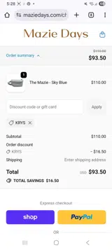 Krys coupon verification screenshot