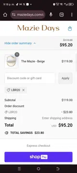 Lbr20 coupon verification screenshot