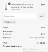 MOTU15 coupon verification screenshot