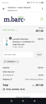cancel01 coupon verification screenshot