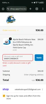 BABYCOMEBACK coupon verification screenshot