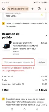 WELCOME10! coupon verification screenshot