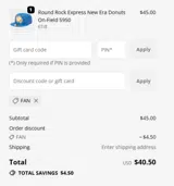 FAN coupon verification screenshot