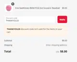 THANKYOU20 coupon verification screenshot