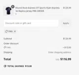 FAN coupon verification screenshot