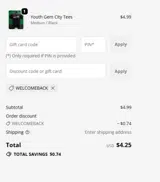 WELCOMEBACK coupon verification screenshot