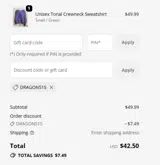 DRAGONS15 coupon verification screenshot