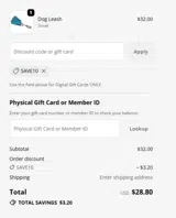 SAVE10 coupon verification screenshot