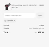 SHIPFREE coupon verification screenshot