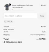 FAN coupon verification screenshot