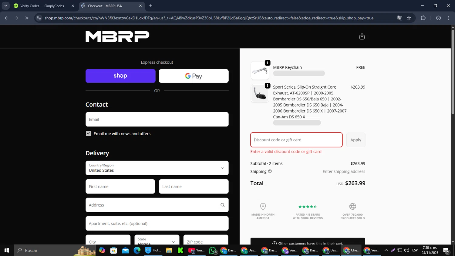 MBRP discount code screenshot showing code JPSTEPHENS applied at MBRP checkout page. Uploaded by SimplyCodes community member RebateCaptain6440 on Nov 24, 2025
