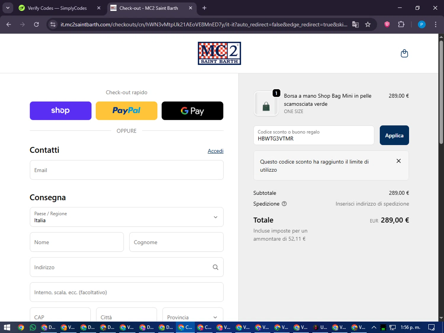 MC2 Saint Barth promo code screenshot showing code HBWTG3VTMR applied at MC2 Saint Barth checkout page. Uploaded by SimplyCodes community member juiceWRLD on Oct 9, 2025