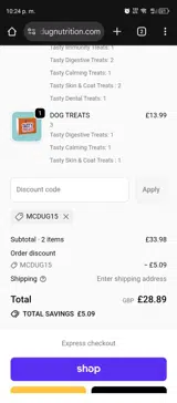 MCDUG15 coupon verification screenshot