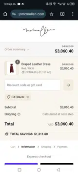 EXTRA30 coupon verification screenshot