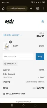 Save20 coupon verification screenshot
