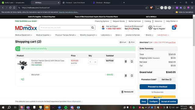 MDMaxx checkout page showing MDMaxx promo code box | Screenshot taken by SimplyCodes community member on Jan 4, 2025