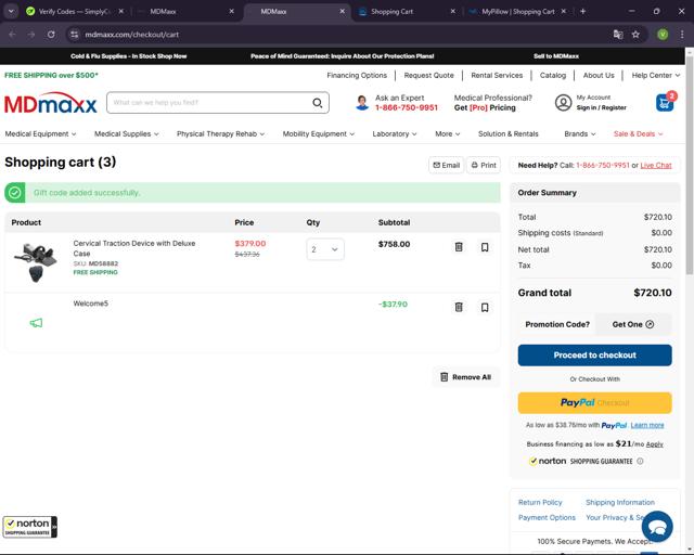 MDMaxx checkout page showing MDMaxx promo code box | Screenshot taken by SimplyCodes community member on Feb 2, 2025
