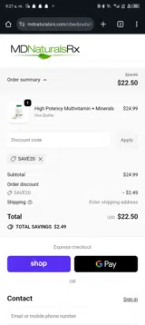 save20 coupon verification screenshot
