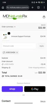 JOSECOHEN coupon verification screenshot