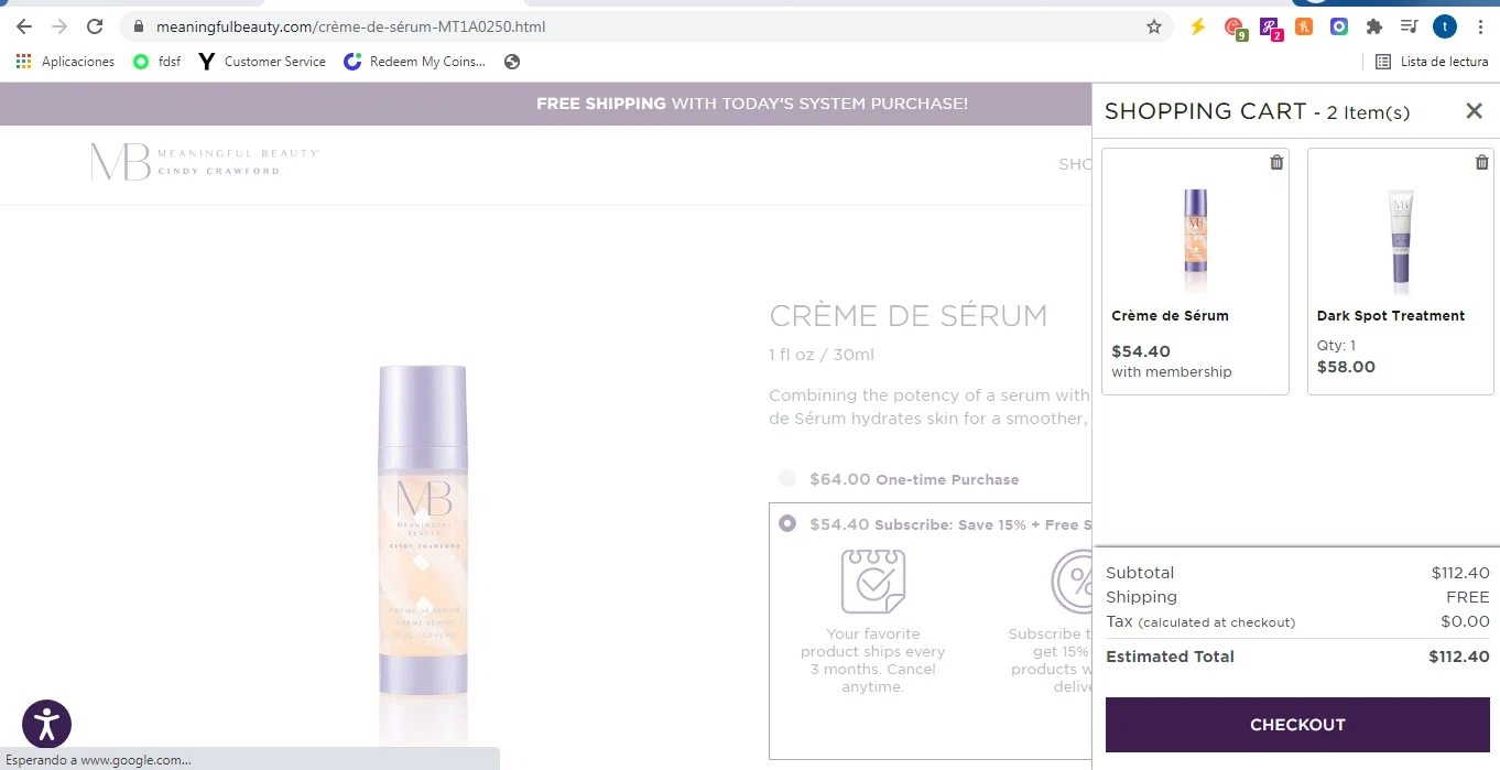 Meaningful Beauty checkout page showing Meaningful Beauty discount code box | Screenshot taken by SimplyCodes community member on Oct 25, 2021