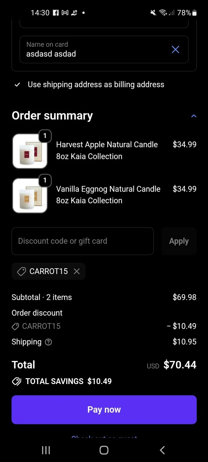 Meaningful Mantras checkout page showing Meaningful Mantras promo code box | Screenshot taken by SimplyCodes community member on Jan 3, 2026