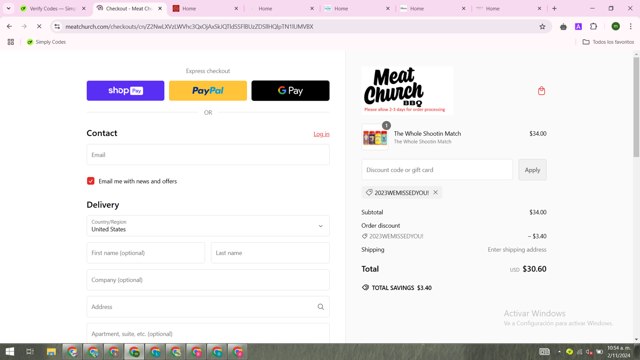 Meat Church checkout page showing Meat Church discount code box | Screenshot taken by SimplyCodes community member on Nov 2, 2024