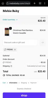 PREMO coupon verification screenshot
