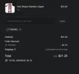 PREMO coupon verification screenshot