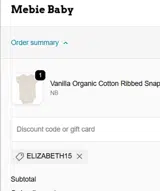 Elizabeth15 coupon verification screenshot