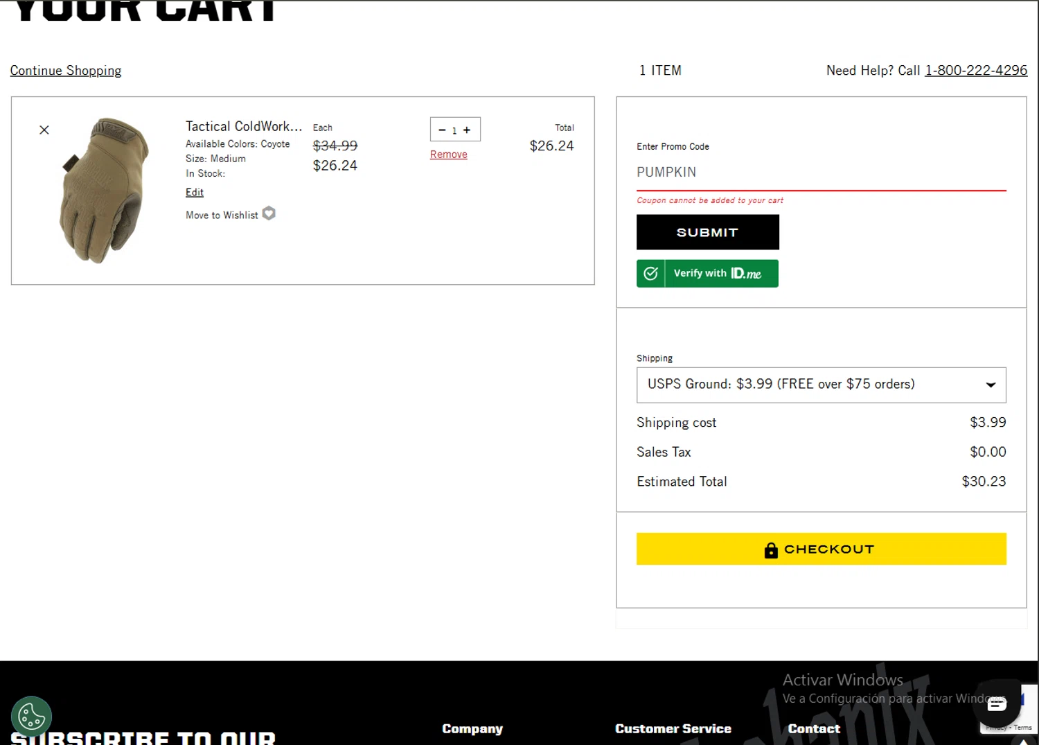 Mechanix Wear promo code screenshot showing code PUMPKIN applied at Mechanix Wear checkout page. Uploaded by SimplyCodes community member SavvySaver9108 on Nov 17, 2025