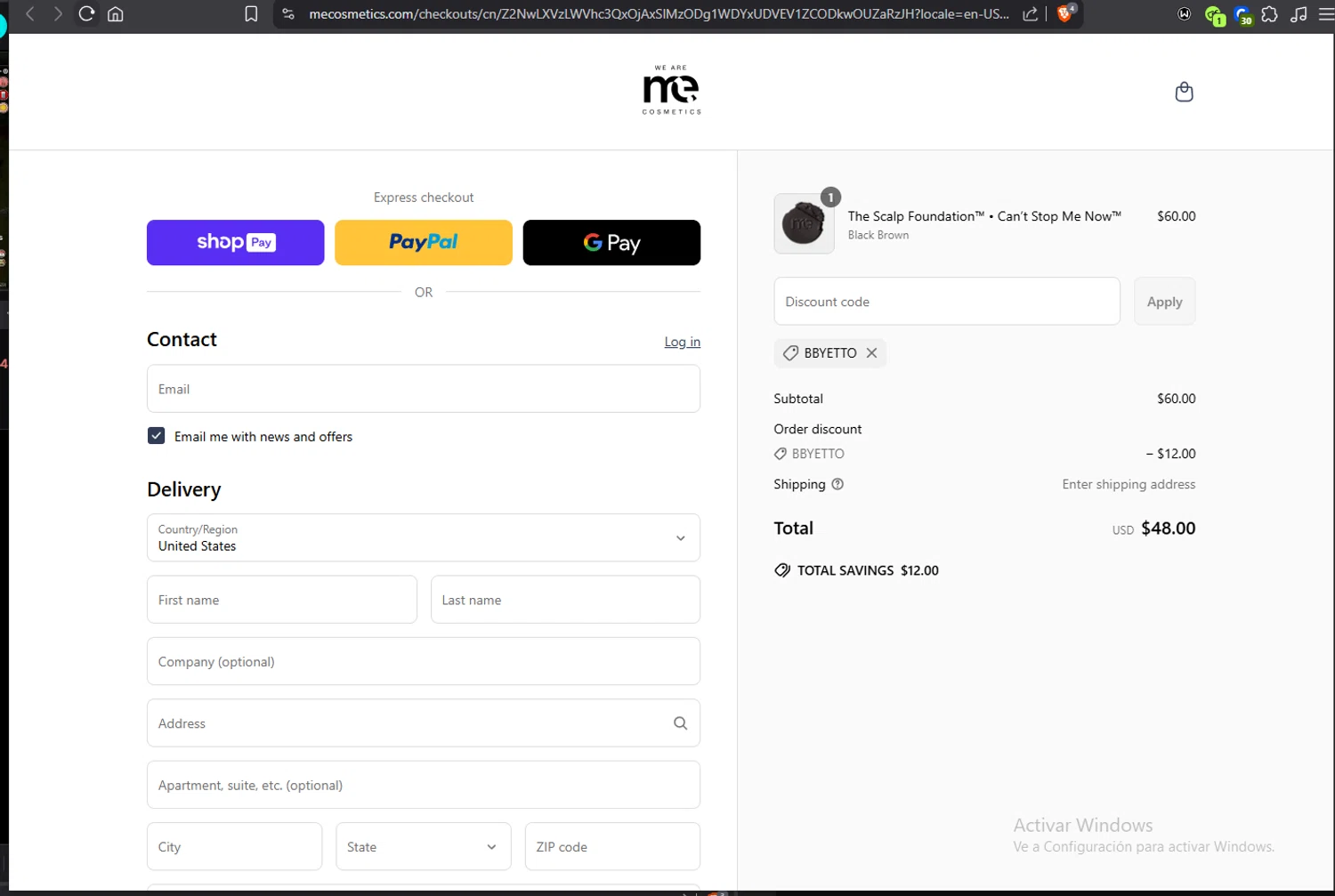 ME Cosmetics promo code screenshot showing code BBYETTO applied at ME Cosmetics checkout page. Uploaded by SimplyCodes community member Jmhernand1 on Apr 18, 2025