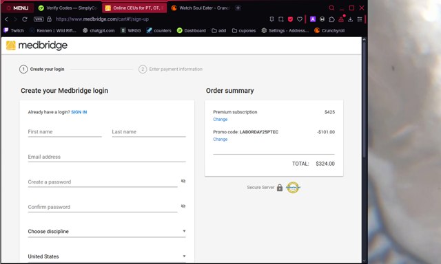 MedBridge checkout page showing MedBridge promo code box | Screenshot taken by SimplyCodes community member on Sep 2, 2025