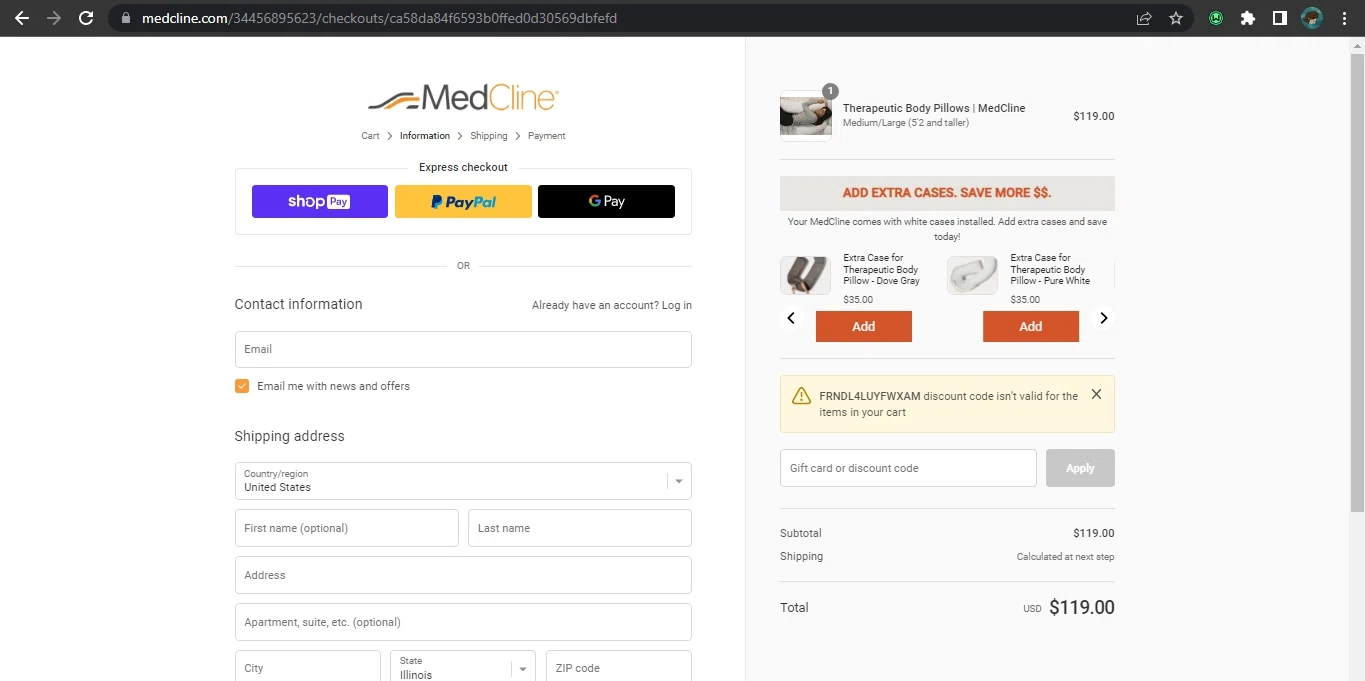 where to use Medcline promo code box