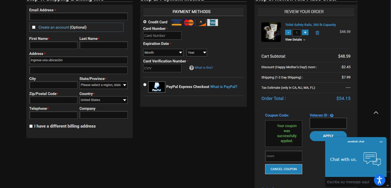 where to use AXIL promo code box