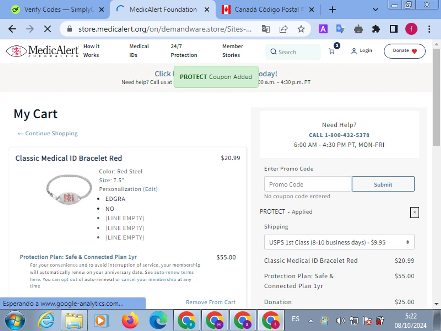 where to use MedicAlert promo code box