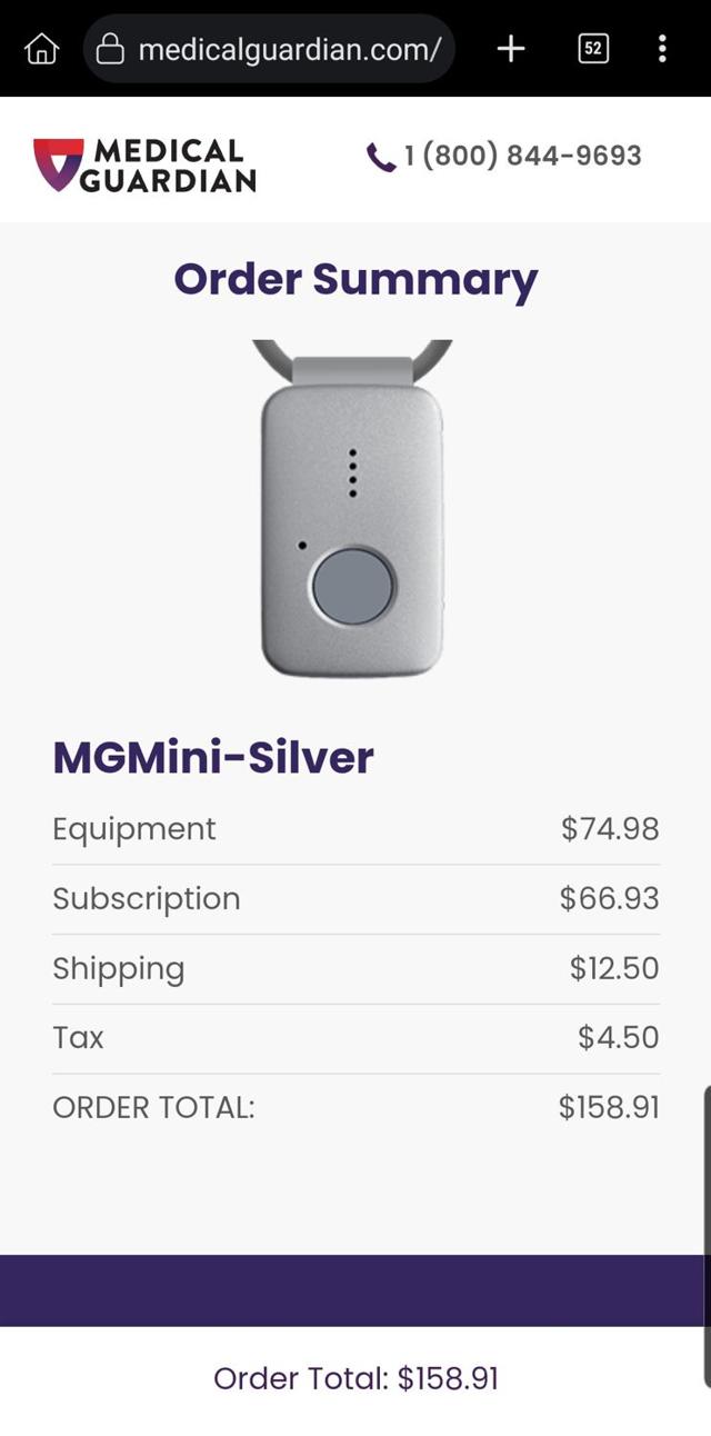 Medical Guardian checkout page showing Medical Guardian promo code box | Screenshot taken by SimplyCodes community member on Jul 25, 2025