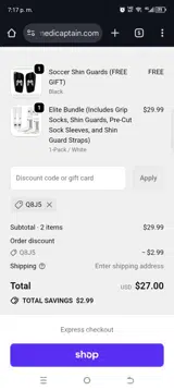 Q8J5 coupon verification screenshot