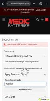 AUGUST coupon verification screenshot