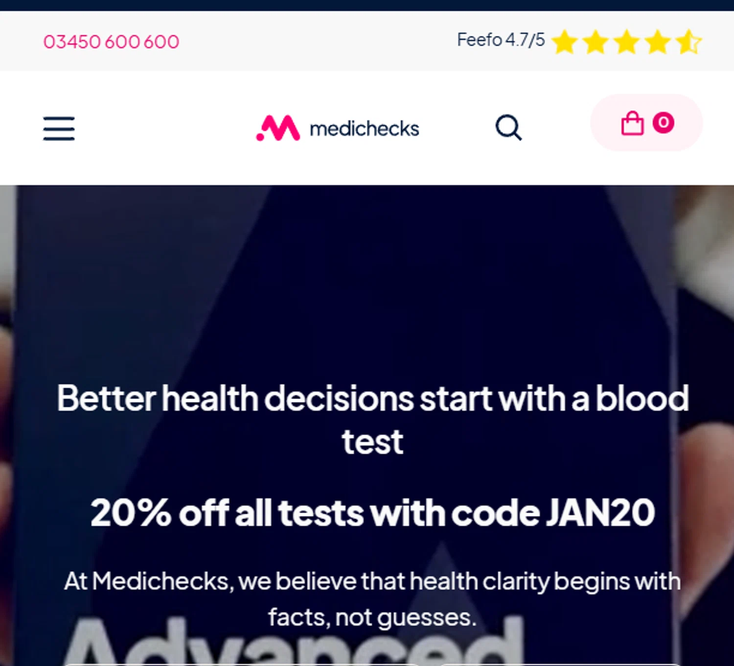 Medichecks checkout page showing Medichecks promo code box | Screenshot taken by SimplyCodes community member on Jan 24, 2026