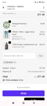 Mediclo coupon verification screenshot