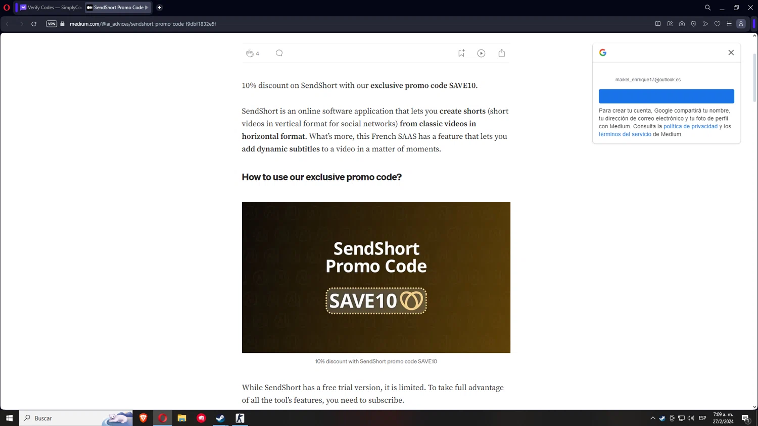 Medium checkout page showing Medium promo code box | Screenshot taken by SimplyCodes community member on Feb 27, 2024