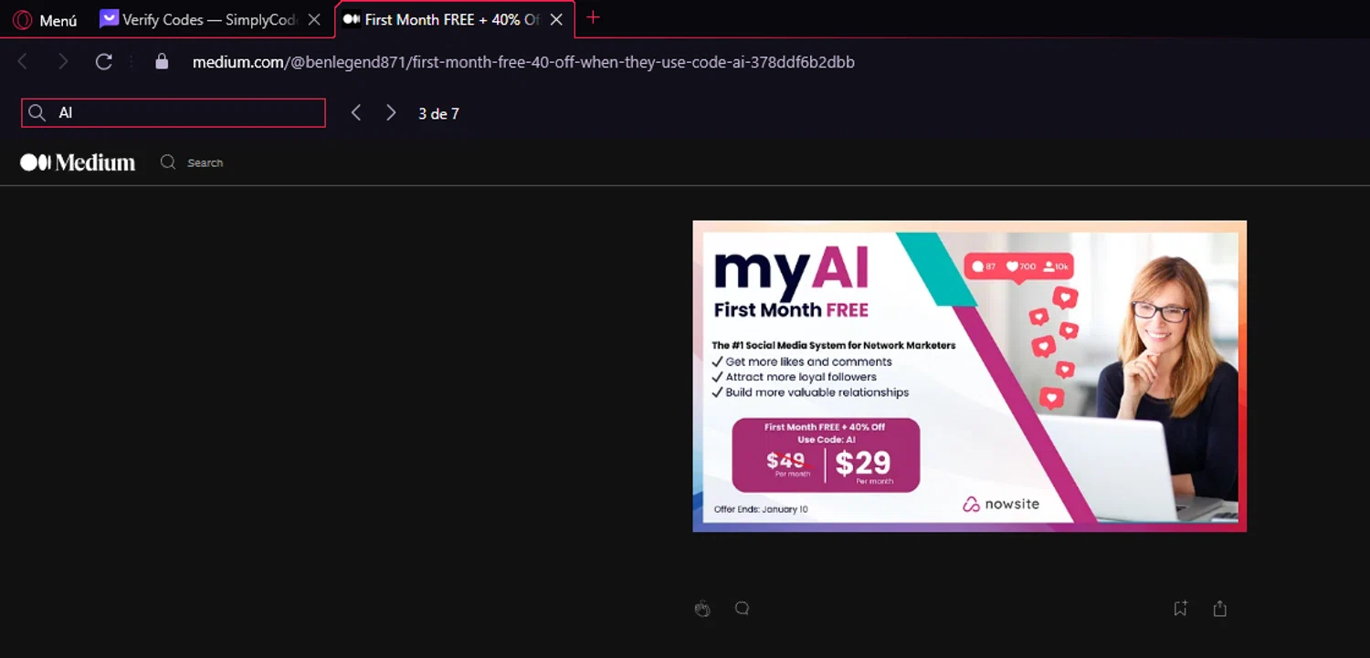 Medium checkout page showing Medium promo code box | Screenshot taken by SimplyCodes community member on Jan 16, 2024