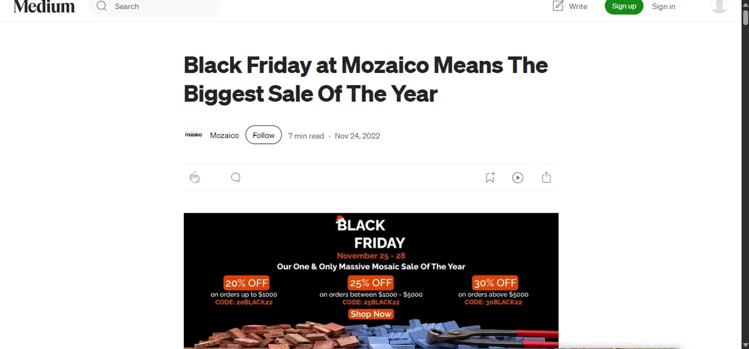 Medium promo code screenshot showing code 20BLACK22 applied at Medium checkout page. Uploaded by SimplyCodes community member anosesmith on Nov 12, 2025