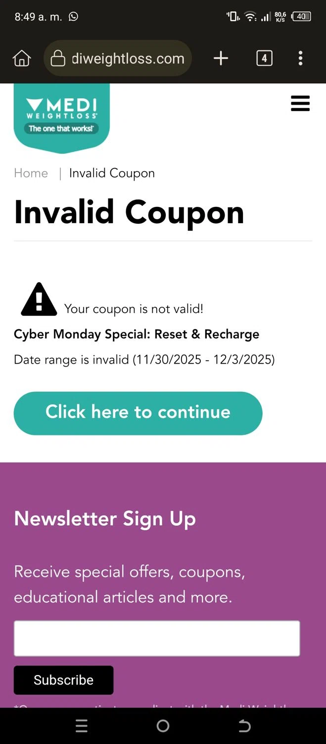 Medi-Weightloss promo code screenshot showing code RESET25 applied at Medi-Weightloss checkout page. Uploaded by SimplyCodes community member SaleLynx7530 on Dec 7, 2025