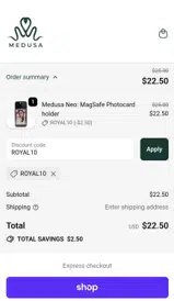 ROYAL10 coupon verification screenshot